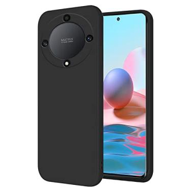 Imagem de Yarxiawin Capa protetora fina à prova de choque compatível com Honor Magic 5 Lite roxa de silicone para Honor Magic 5 Lite (preta)