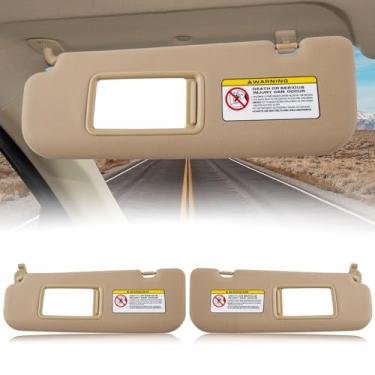 Imagem de CZShiYue Viseira de sol de carro adequada para Hyundai Elantra 2011 2012 2013 2014 2015‎ Viseira de sol com placa de cobertura espelhada para bloqueio da luz solar 852103X000TX 852203X000TX (bege,