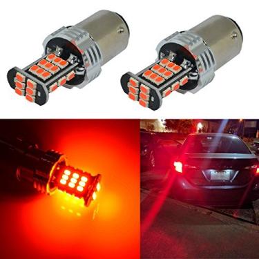 Imagem de Alla Lighting Lâmpadas LED vermelhas 1156 Super Bright BA15S 1000 lúmens LED 7506 P21W 1156 lâmpada de alta potência 3020 30-SMD 1156 lâmpada de LED para carros, caminhões, seta de freio, luz traseira