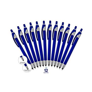 Imagem de Pacote com 12 canetas esferográficas azuis para iPad Mini, iPad 2/3, novo iPad, iPhone 5 4S 4 3GS, iPod Touch, Motorola Xoom, Xyboard, Droid, Samsung Galaxy, Asus (pacote com 12 unidades)