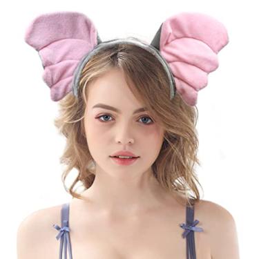 Imagem de HODRME Faixa de cabeça de orelhas de elefante de pelúcia - Dia das Bruxas Festival de Natal Tema Festa Animal Cosplay