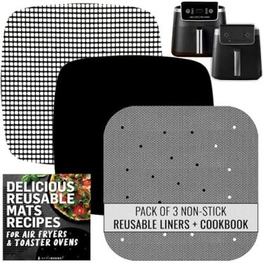 Imagem de INFRAOVENS Forro reutilizável Air Fryer para Ninja AF141 Air Fryer Pro 4 em 1 5qt, PowerXL Grill, AF181 Pro XL 6 em 1 6,5 qt acessórios com receitas de cozinha, substituição não descartável para papel