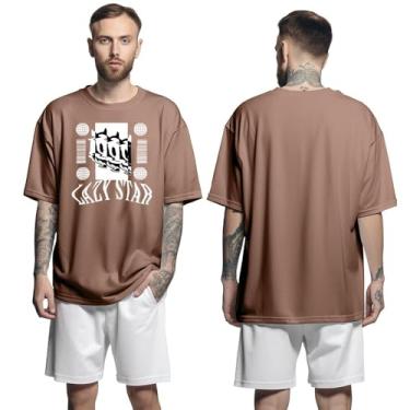 Imagem de Camisa Camiseta Oversized Streetwear Genuine Grit Masculina Larga 100% Algodão 30.1 Lazy Star - Marrom - M