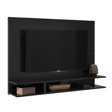 Imagem de Painel Para TV 50 Polegadas Sala Ripado/Quarto Prateleiras Nichos Milão (Preto)