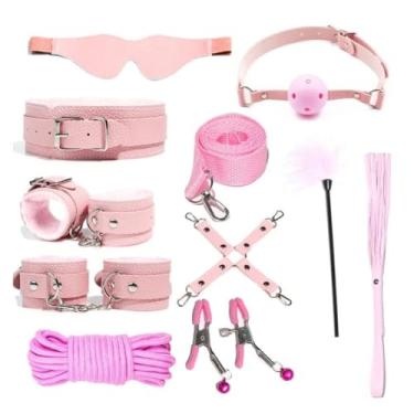 Imagem de Kit Brinquedos Sexuais Para Casal Algemas, Brinquedos Sexuais para Adultos 10 Peças Erótico (Rosa)