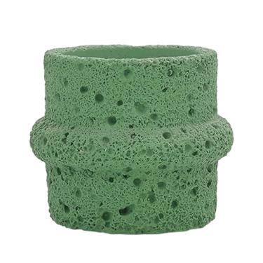 Imagem de Vela de terapia de cimento fosco de 2 peças pode ser preenchida com cera para casamentos, jantares, decorações de festa - lavatório de cabelo apenas verde (bacia vazia)