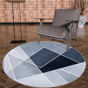 Imagem de Tapete redondo cinza para sala de estar, tamanho grande, antiderrapante, decoração de quarto infantil, cadeira suspensa, fiapos yx22, grátis 8,120cm, 47.2 pol.