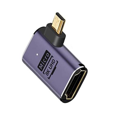 Imagem de chenyang CY Adaptador conversor micro HDMI 2.1, micro HDMI macho para HDMI fêmea 90 graus ângulo esquerdo UHD adaptador conversor de extensão