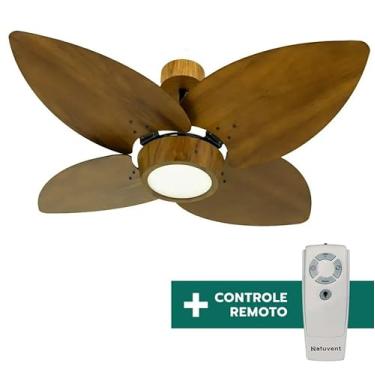 Imagem de Ventilador de Teto Com Controle Remoto Natuvent Dahlia Led 4 Pás Madeira Imbuia 6500k Branco Frio (220, Volts)