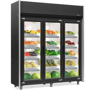 Imagem de Expositor Vertical Hortifruti 3 Portas De Vidro Geas3p Gelopar Auto Serviço Hortifruti...