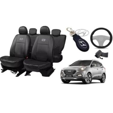 Imagem de Kit Capas de Couro Hyundai ix35 2019 + Capa de Volante + Chaveiro Hyun