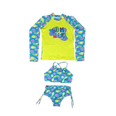 Imagem de Kit 3 Peças Blusa Pro Uv 50 + Biquíni + Top Infantil Juvenil