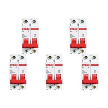 Imagem de Kit C/5 - Disjuntor Steck Din Bipolar 32A Sd62 3Ka