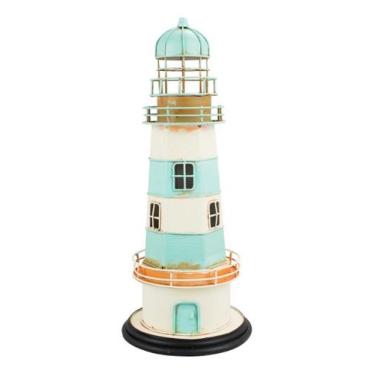 Imagem de Enfeite Miniatura Farol Azul Cofre Porta Moeda Retrô - 31cm - Taimes, 