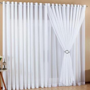 Imagem de Cortina Sol Voil Ge De Linho 3,00X2,80 Sala Quarto Branca - Doce Lar E