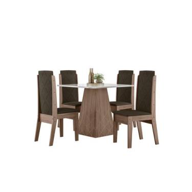 Imagem de Conjunto Sala de Jantar 4 Cadeiras com Mesa 0,90m Luanda Amêndoa - Cel