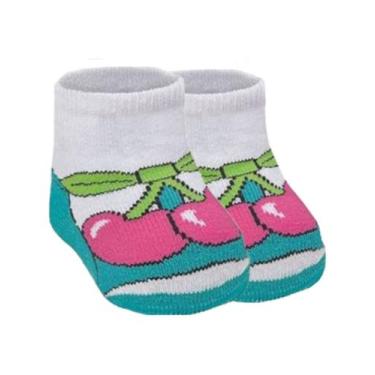 Imagem de Par De Meias Sapatinho Bebê Menina Algodão Selene 1040, RN, Verde