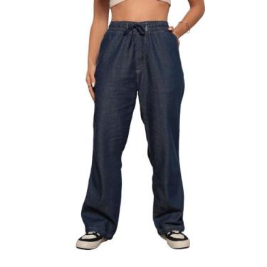 Imagem de Calça Jeans Feminina Wide Leg Perna Larga Balão - Mitchelgutto, Jeans 