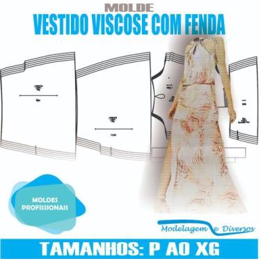 Imagem de Molde vestido com fenda, modelagem&diversos, p-xg, correios