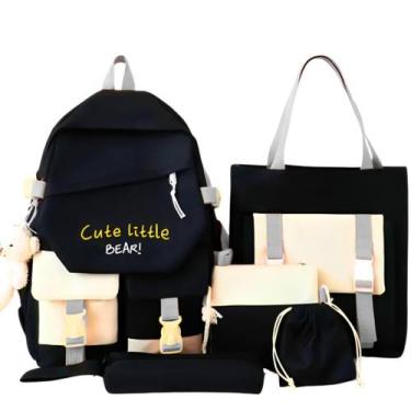 Imagem de Kit Mochila Escolar Juvenil Com 5 Itens Chaveiro Ursinho - Mormino, Pr