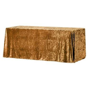Imagem de RCZ Décor Toalha de mesa de veludo - 228,6 cm x 335,3 cm | Retangular | Mostarda Dourada | 1 peça