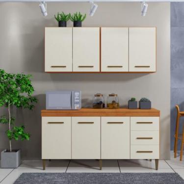 Imagem de Cozinha Kaike Atenas 07 Portas 03 Gavetas, Nature com Off White