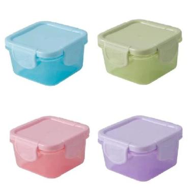 Imagem de Kit 4 Mini Potes Recipiente com Trava Plástico Coloridos - Inter
