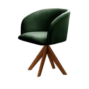 Imagem de Poltrona Decorativa Atenas Cadeira Giratória Pé Madeira - Bella Decor,