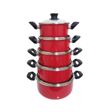 Imagem de Jogo De 5 Panelas Alumínio Grosso 16 a 24 C/Tampa De Vidro - Extang