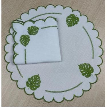 Imagem de Jogo Americano Sousplats Mesa Posta Bordado Guardanapo 12 Pç Costela d