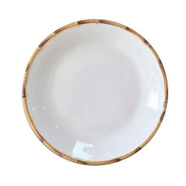 Imagem de Jogo 6 Pratos Fundos Borda de Bambu 24cm 1ª Linha Scalla