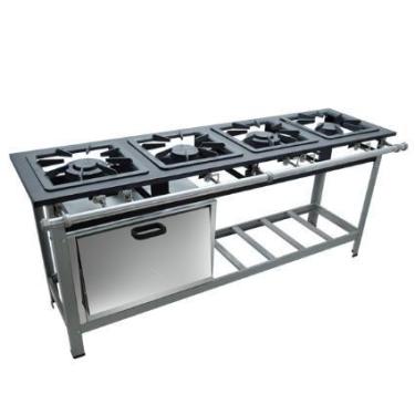 Imagem de Fogão c/ Forno Aço 304 Baixa Pressão Super Luxo 40x40 Perfil 9 2QD 2QS