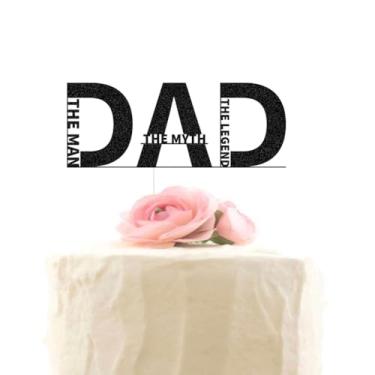 Imagem de XIUHUBA The Man The Myth The Legend Cake Topper, Dad Birthday Party Decorations, Happy Father's Day Cake Decor, Retirement Party Decor Supplies Black Glitter