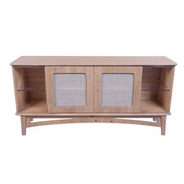 Imagem de Rack Veneza 2 Portas E Prateleira De Vidro - 6007 Cor Cera - Clara