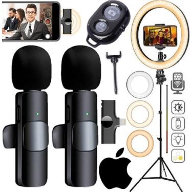 Imagem de Kit Blogueira Tripé Suporte Apoio Para Celular Microfone Lapela Sem Fi