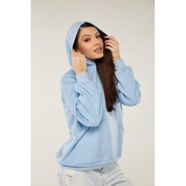 Imagem de Blusa Moletom Liso Canguru Capuz Bolso Feminino Escolha Cor - ARCANJO 