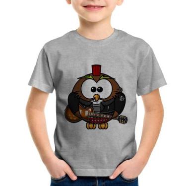 Imagem de Camiseta Infantil Coruja Rock Guitarra - Foca na Moda, Cinza, 6