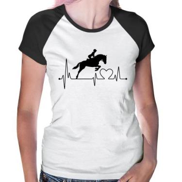 Imagem de Baby Look Raglan Hipismo Batimentos Cardíacos - Foca na Moda, Branco, 