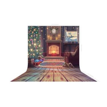 Imagem de Fundo Fotografico em Tecido Árvore Natal Lareira -150x170cm - Fabrika 