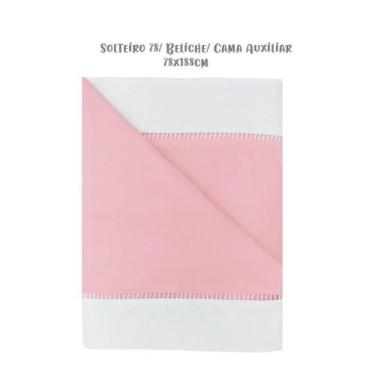 Imagem de Jogo de Lençol 3 Peças Solteiro 78 Beliche Ponto Palito Rosa Arrumadin