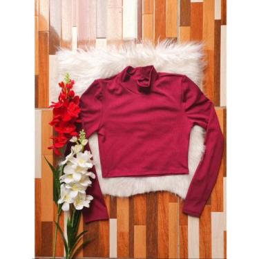 Imagem de Cropped manga longa gola alta tecido canelado - La Lunna, Vermelho, GG