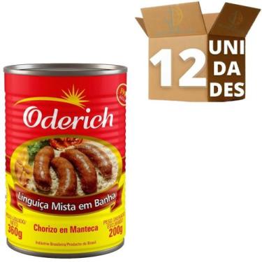 Imagem de Kit 12 Linguiça Mista Em Banha Oderich Lata