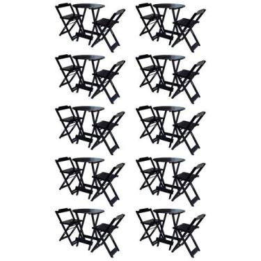 Imagem de Kit 10 Jogos de Mesa Bistrô de Madeira com 2 Cadeiras Dobravel Ideal p