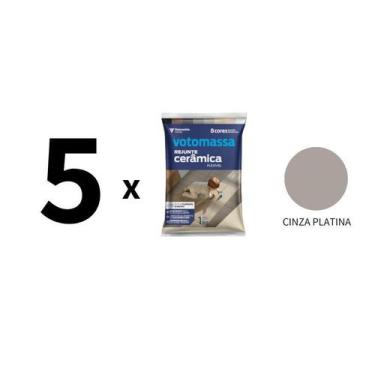 Imagem de Kit 5 Sacos De Rejunte Cerâmica Votomassa Cinza Platina 1Kg - Votoran