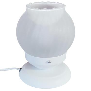 Imagem de Abajur Sensitive Branco Vidro Bola Americana Canelada Fosca - Jota Ilu