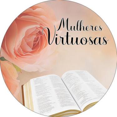Imagem de Painel De Festa Redondo 1,50x1,50 - Culto de Mulheres Virtuosas Bíblia