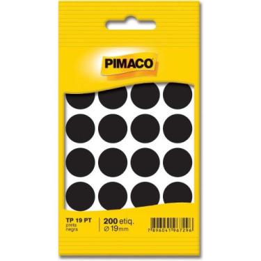 Imagem de Etiqueta Redonda TP-19 Preta 19MM com 200 Unidades - Pimaco