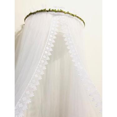 Imagem de Dossel folhas com renda larga e tule mosquiteiro para berço - SONHO DE