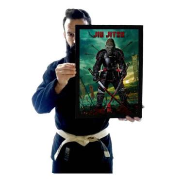 Imagem de Quadro Arte Gorila Samurai Faixa Preta Jiu Jitsu - Fanarte