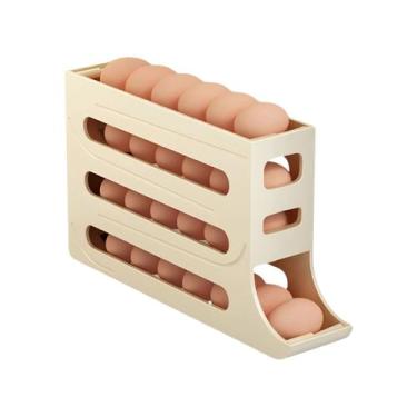 Imagem de Porta Ovos Dispenser Organizador de geladeira  4 andares - KF, Creme